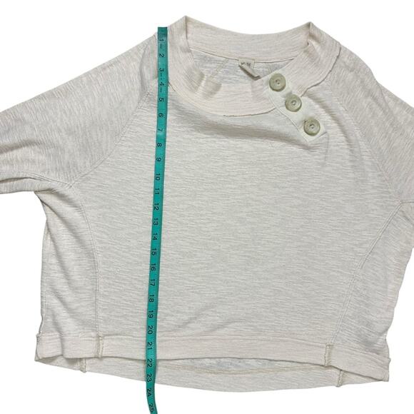 We The Free Cream Boat Neck Button Up Cotton Blend Knit Thermal Size Medium - Picture 8 of 10